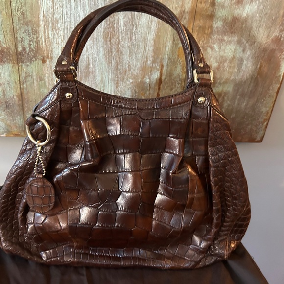 Large genuine crocodile dark cognac Gucci Sukey. Rare! - Picture 10 of 12